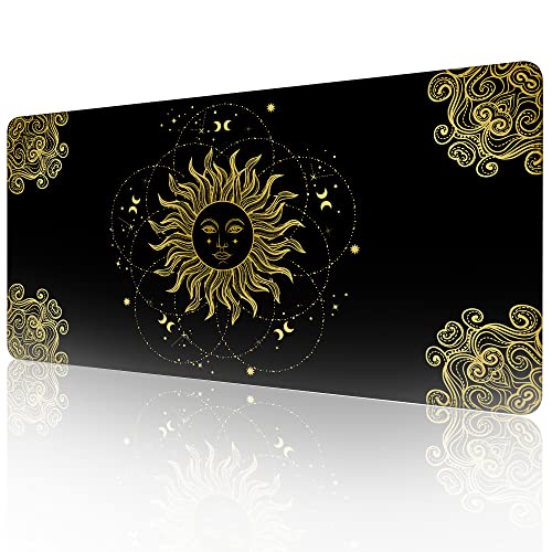 Celestial Sun Gaming Mauspad Große Schreibtischmatte, Vintage Boho Sonne Mond Schreibtischunterlage Extended Keyboard Pad, rutschfeste Gummiunterseite Mauspad für Büro, Zuhause 80 x 40 cm Celestial Sun Gaming Mauspad Große Schreibtischmatte, Vintage Boho Sonne Mond Schreibtischunterlage Extended Keyboard Pad, rutschfeste Gummiunterseite Mauspad für Büro, Zuhause 80 x 40 cm von Elightvap