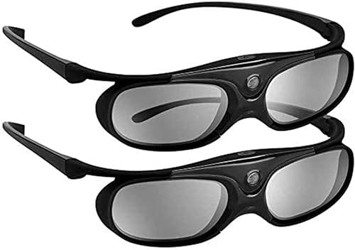 Elikliv 3D-Brille, 144 Hz, 3D-Brille, wiederaufladbar, kompatibel mit BenQ Optoma Dell Acer Projektor Viewsonic DLP Projektor 3D-Projektor (Schwarz, 2 Stück) von Elikliv