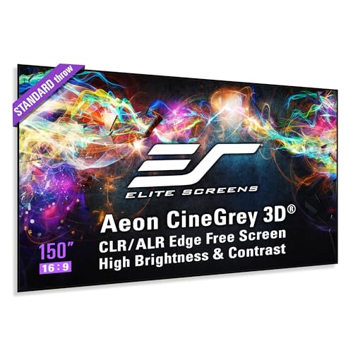 ES ELITE SCREENS Aeon CineGrey 3D-Projektionsleinwand 3,81 m (150 Zoll) 16:9 – Projektionsdisplay (3,81 m (150 Zoll), 3,33 m, 181,7 cm, 16:9, grau) von Elite Screens