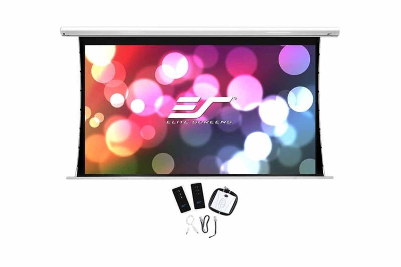 Motorleinwand Elite Screens Saker Tab Tension - MaxWhite - 243,8 x 137,2 16:9 Vorlauf 60 cm von Elite Screens