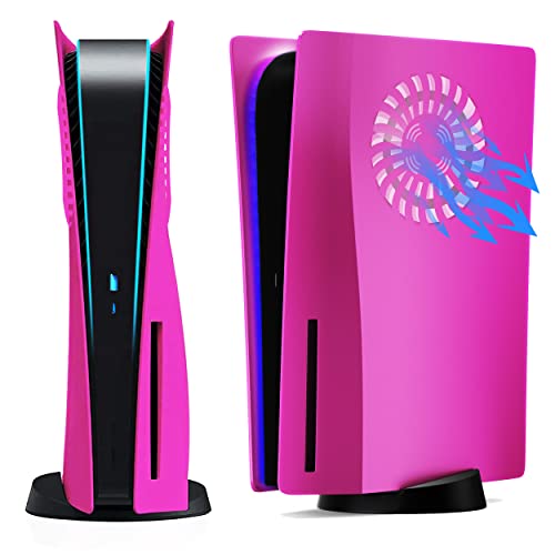 Nova Pink PS5 Frontplatte mit Kühlventilen Abdeckung Ersatzplatten Shell Zubehör für Playstation 5 Disc Edition von ElitePlay