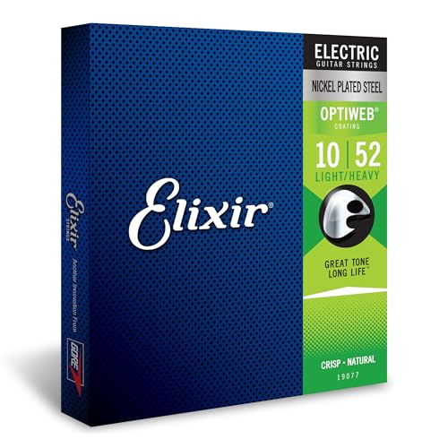 Elixir® 19077 Saiten E-Gitarrensaiten mit OPTIWEB™ Beschichtung, Light/Heavy (.010-.052) von Elixir