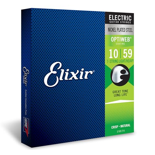 Elixir® Saiten 7-Saiter E-Gitarrensaiten mit OPTIWEB® Beschichtung, Light/Heavy (.010-.059) von Elixir
