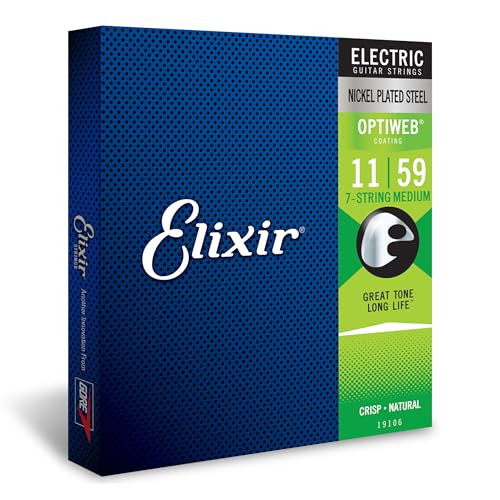 Elixir® Saiten 7-Saiter E-Gitarrensaiten mit OPTIWEB® Beschichtung, Medium (.011-.059) von Elixir