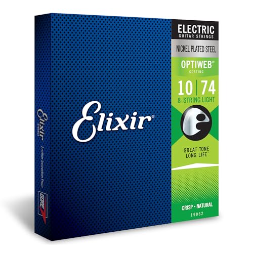 Elixir® Saiten 8-Saiter E-Gitarrensaiten mit OPTIWEB® Beschichtung, Light (.010-.074) von Elixir