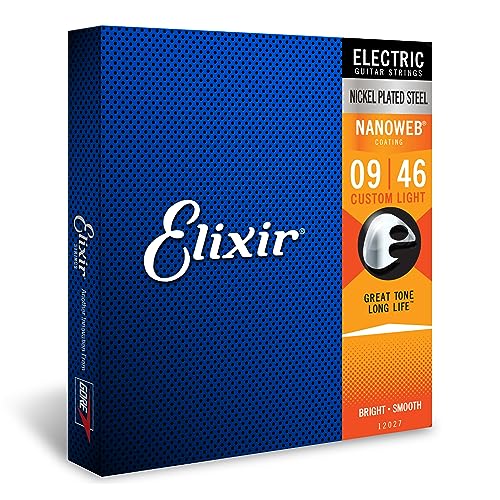 Elixir® Saiten E-Gitarrensaiten mit NANOWEB®Beschichtung, Custom Light (.009-.046) von Elixir