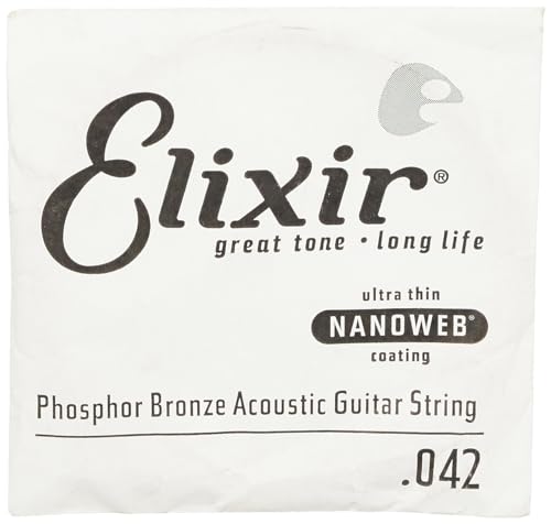 Elixir® Saiten Phosphor Bronze Akustikgitarre-Einzelsaite mit NANOWEB® Beschichtung (.042) von Elixir