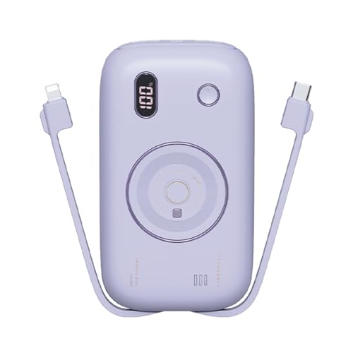 Magnetische Kabellose Powerbank 20000mah Mit 2 Integrierte Ladekabel Power Bank Mini Externe Handyakkus Mit LED Display Externer Akku Aufladen Für 5 Geräte Gleichzeitig,Purple Magnetische Kabellose Powerbank 20000mah Mit 2 Integrierte Ladekabel Power Bank Mini Externe Handyakkus Mit LED Display Externer Akku Aufladen Für 5 Geräte Gleichzeitig,Purple von Eljeczt