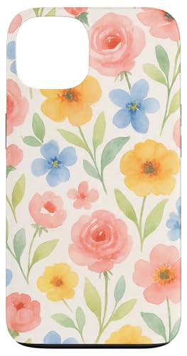 Aquarell Floral Art Soft Pastell Botanical Flower Print Hülle für iPhone 13 von Elk Phone Designs