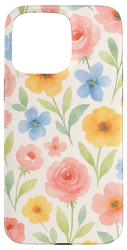 Aquarell Floral Art Soft Pastell Botanical Flower Print Hülle für iPhone 15 Pro Max von Elk Phone Designs