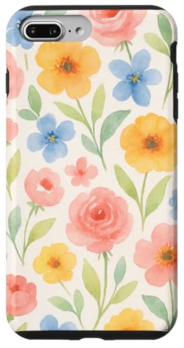 Aquarell Floral Art Soft Pastell Botanical Flower Print Hülle für iPhone 7 Plus/8 Plus von Elk Phone Designs