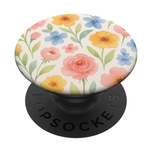 Aquarell Floral Art Soft Pastell Botanical Flower Print PopSockets Klebender PopGrip von Elk Phone Designs