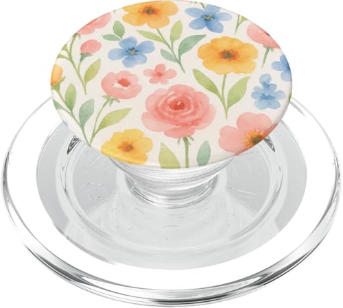 Aquarell Floral Art Soft Pastell Botanical Flower Print PopSockets PopGrip für MagSafe von Elk Phone Designs