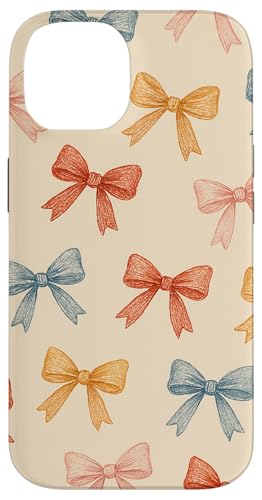 Buntes handgezeichnetes Schleifenmuster auf beige Hülle für iPhone 14 von Elk Phone Designs
