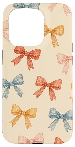 Buntes handgezeichnetes Schleifenmuster auf beige Hülle für iPhone 15 Pro von Elk Phone Designs