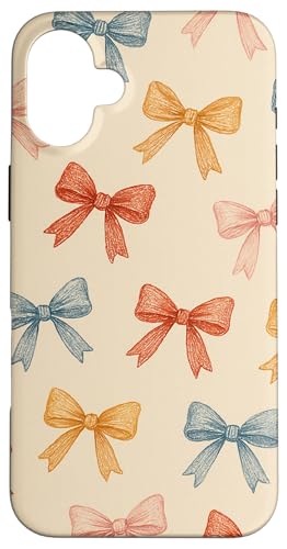 Buntes handgezeichnetes Schleifenmuster auf beige Hülle für iPhone 16 Plus von Elk Phone Designs