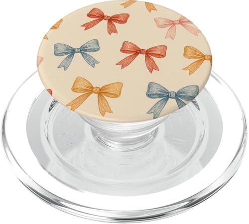 Buntes handgezeichnetes Schleifenmuster auf beige PopSockets PopGrip für MagSafe von Elk Phone Designs