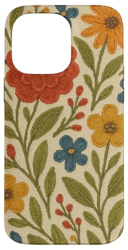 Cottagecore Boho Kunststickerei Blumenmuster Kunst Hülle für iPhone 14 Pro Max von Elk Phone Designs