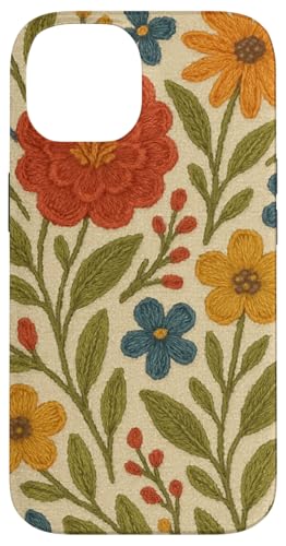 Cottagecore Boho Kunststickerei Blumenmuster Kunst Hülle für iPhone 14 von Elk Phone Designs
