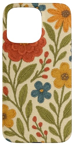 Cottagecore Boho Kunststickerei Blumenmuster Kunst Hülle für iPhone 15 Pro Max von Elk Phone Designs