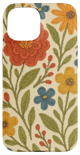 Cottagecore Boho Kunststickerei Blumenmuster Kunst Hülle für iPhone 15 von Elk Phone Designs