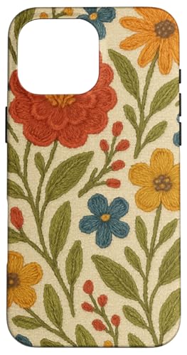 Cottagecore Boho Kunststickerei Blumenmuster Kunst Hülle für iPhone 16 Pro Max von Elk Phone Designs
