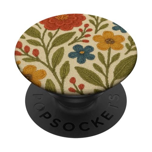 Cottagecore Boho Kunststickerei Blumenmuster Kunst PopSockets Klebender PopGrip Cottagecore Boho Kunststickerei Blumenmuster Kunst PopSockets Klebender PopGrip von Elk Phone Designs