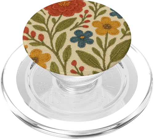 Cottagecore Boho Kunststickerei Blumenmuster Kunst PopSockets PopGrip für MagSafe von Elk Phone Designs