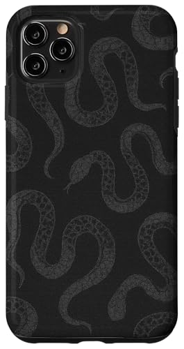 Dunkelgraues Schlangenmuster auf schwarzem Hintergrund Hülle für iPhone 11 Pro Max von Elk Phone Designs