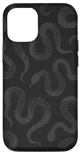 Dunkelgraues Schlangenmuster auf schwarzem Hintergrund Hülle für iPhone 12/12 Pro von Elk Phone Designs