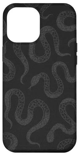 Dunkelgraues Schlangenmuster auf schwarzem Hintergrund Hülle für iPhone 12 Pro Max von Elk Phone Designs