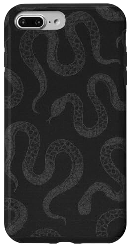 Dunkelgraues Schlangenmuster auf schwarzem Hintergrund Hülle für iPhone 7 Plus/8 Plus von Elk Phone Designs
