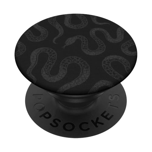 Dunkelgraues Schlangenmuster auf schwarzem Hintergrund PopSockets Klebender PopGrip von Elk Phone Designs
