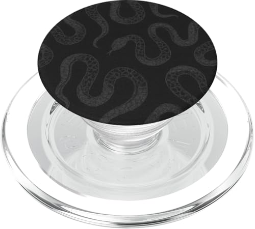 Dunkelgraues Schlangenmuster auf schwarzem Hintergrund PopSockets PopGrip für MagSafe von Elk Phone Designs