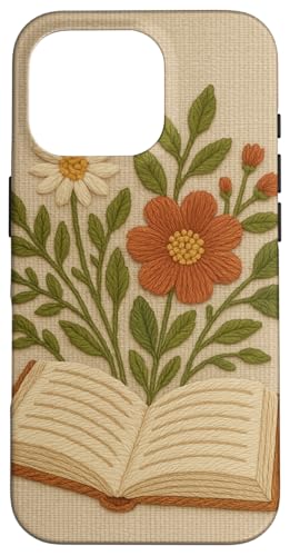 Gesticktes Blumenbuch Cottagecore Hülle für iPhone 16 Pro von Elk Phone Designs