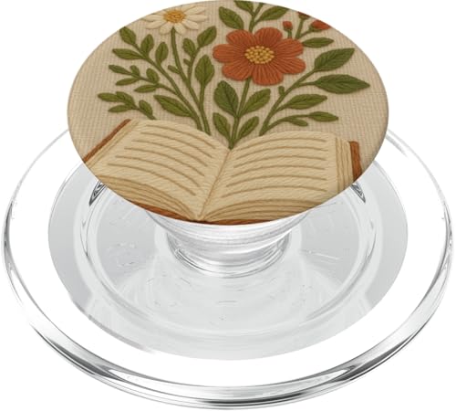 Gesticktes Blumenbuch Cottagecore PopSockets PopGrip für MagSafe von Elk Phone Designs