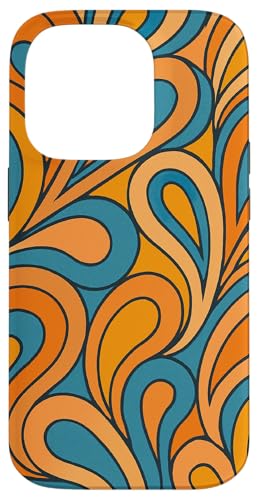 Groovy Paisley Retro Y2K Hippie Orange Blau Muster Kunst Hülle für iPhone 14 Pro von Elk Phone Designs