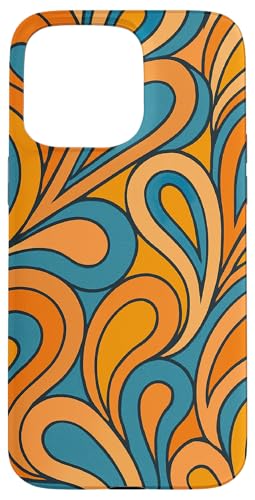 Groovy Paisley Retro Y2K Hippie Orange Blau Muster Kunst Hülle für iPhone 15 Pro Max von Elk Phone Designs