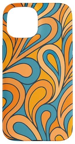 Groovy Paisley Retro Y2K Hippie Orange Blau Muster Kunst Hülle für iPhone 15 von Elk Phone Designs