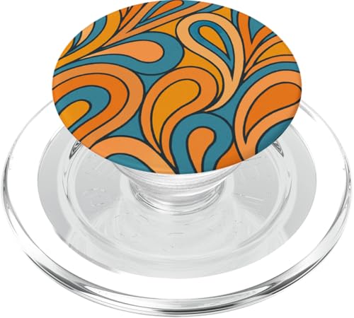 Groovy Paisley Retro Y2K Hippie Orange Blau Muster Kunst PopSockets PopGrip für MagSafe von Elk Phone Designs