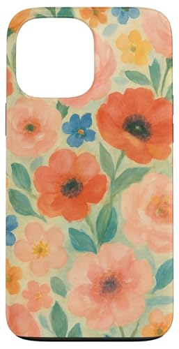 Ölgemaltes Aquarell-Blumenmuster in sanften Pastellkreiden Hülle für iPhone 13 Pro Max von Elk Phone Designs