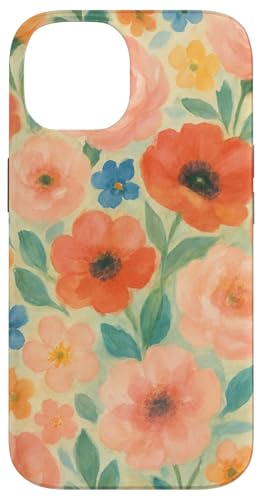 Ölgemaltes Aquarell-Blumenmuster in sanften Pastellkreiden Hülle für iPhone 14 von Elk Phone Designs