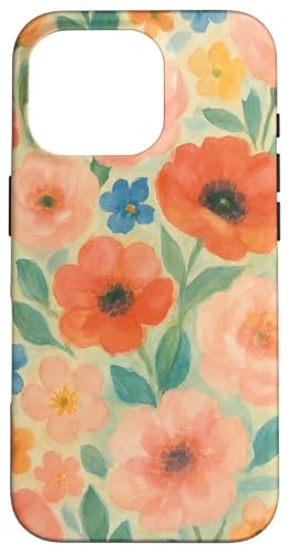 Ölgemaltes Aquarell-Blumenmuster in sanften Pastellkreiden Hülle für iPhone 16 Pro von Elk Phone Designs