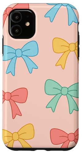 Pastell süßes Schleifenmuster auf zartem rosa Hintergrund Hülle für iPhone 11 von Elk Phone Designs