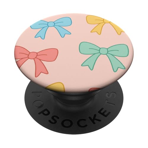 Pastell süßes Schleifenmuster auf zartem rosa Hintergrund PopSockets Klebender PopGrip Pastell süßes Schleifenmuster auf zartem rosa Hintergrund PopSockets Klebender PopGrip von Elk Phone Designs