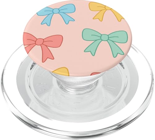 Pastell süßes Schleifenmuster auf zartem rosa Hintergrund PopSockets PopGrip für MagSafe von Elk Phone Designs
