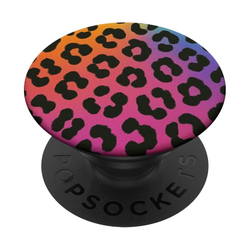 Regenbogen-Geparden-Leopardenmuster, lebendiges Tiermuster PopSockets Klebender PopGrip von Elk Phone Designs