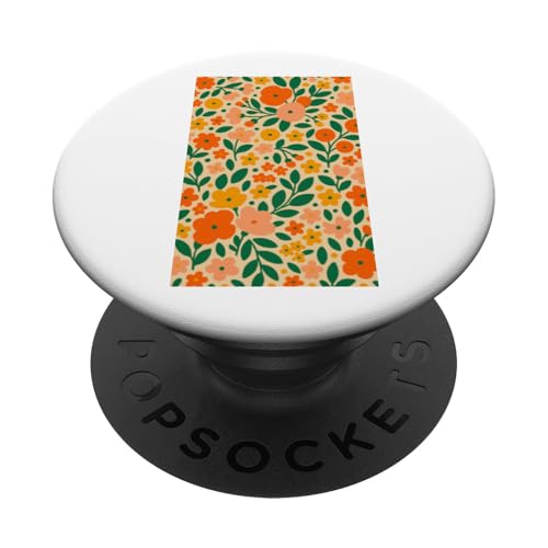 Retro-Blumenmuster in kräftigen Orange- und Rosatönen PopSockets Klebender PopGrip Retro-Blumenmuster in kräftigen Orange- und Rosatönen PopSockets Klebender PopGrip von Elk Phone Designs