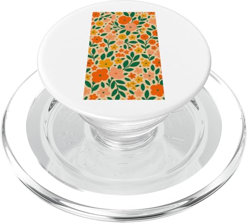 Retro-Blumenmuster in kräftigen Orange- und Rosatönen PopSockets PopGrip für MagSafe von Elk Phone Designs