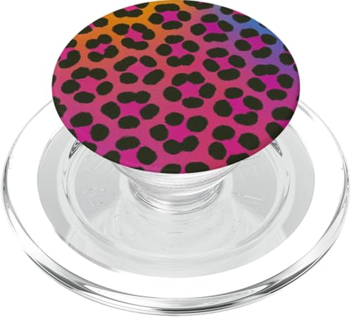 Schutzhülle mit Leopardenmuster und rosa Akzenten in Regenbogenfarben PopSockets PopGrip für MagSafe von Elk Phone Designs